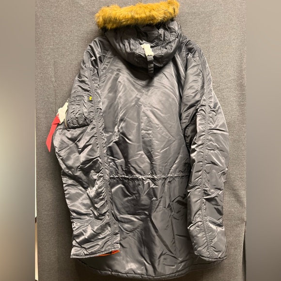 NWT - Alpha Industries Slim Fit N-3B Parka, Steel Blue/ Orange - Size 5XL - Picture 5 of 12